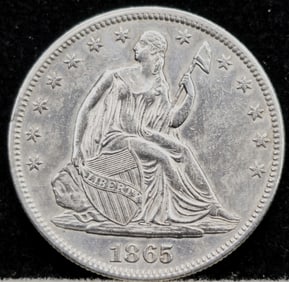 1865 Seated Liberty Silver Half Dollar