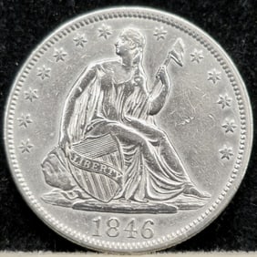1846 Seated Liberty Tall Date Silver Half Dollar