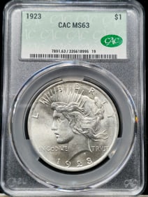 1923 Peace Silver Dollar MS 63 CAC