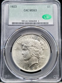 1923 Peace Silver Dollar MS 63 CAC