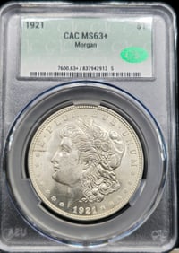 1921 Morgan Silver Dollar MS 63+ CAC