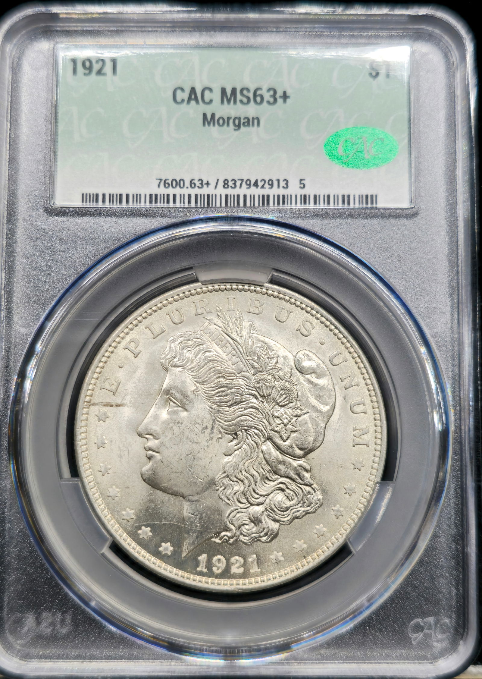 1921 Morgan Silver Dollar MS 63+ CAC (1 of 4)