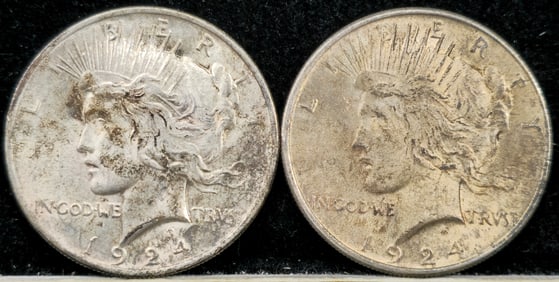 1924 Peace Silver Dollars Toned
