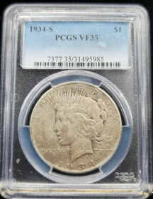 1934-S Peace Silver Dollar VF 35 PCGS