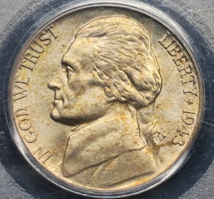 1943-D Jefferson Silver Nickel MS 65 FS PCGS Toned