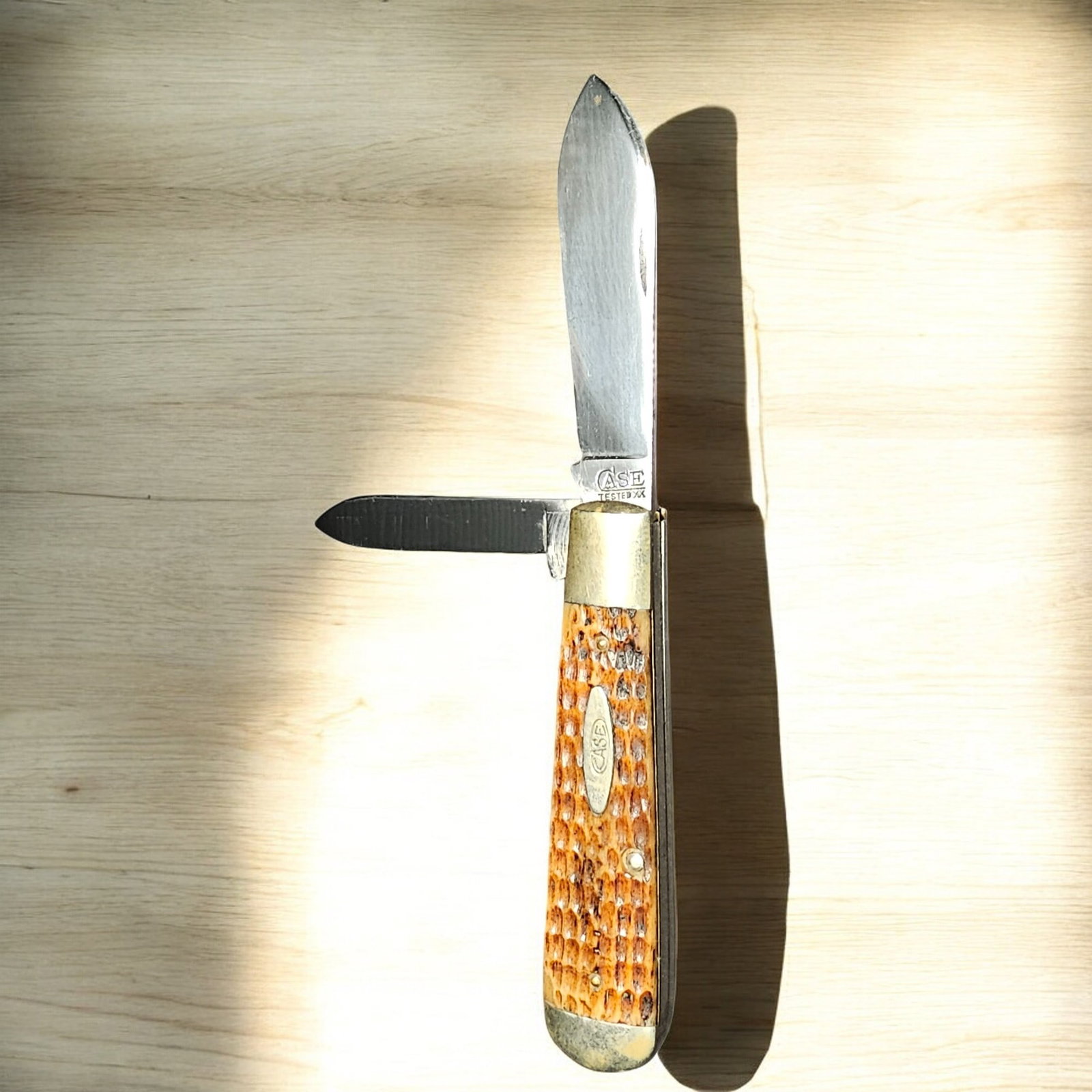 Case Tested XX 1920-1940 6299 Green Bone Torpedo Jack - Spear Blade.: Case Tested XX 1920-1940 6299 Green Bone Torpedo Jack - Spear Blade. Green bone handle with stainless steel blades. Open: 7", Closed: 4".