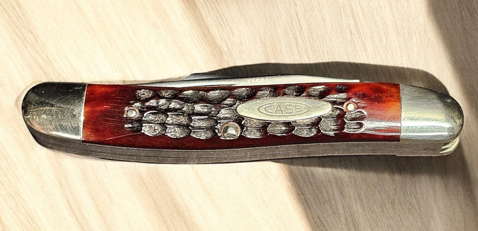 Case XX 6318PU 1940-64 Bone handle Punch Blade Stockman Knife: Case XX 6318PU 1940-64 Bone Handle Punch Blade Stockman Knife, Stainless Steel Blades. Open: 6 1/4", Closed: 3 1/2".