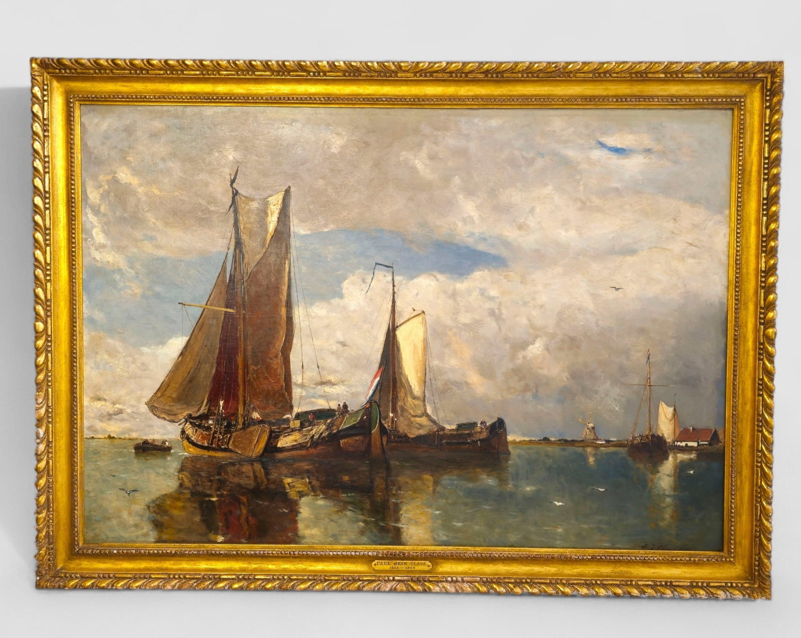 Paul Jean Clays (1819-1900, Belgium) Oil, Ships Casting Out (1 of 9)