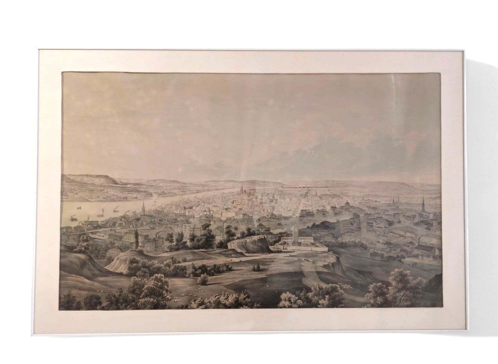 Early 19th Century Lithograph of a River Town (1 of 11)