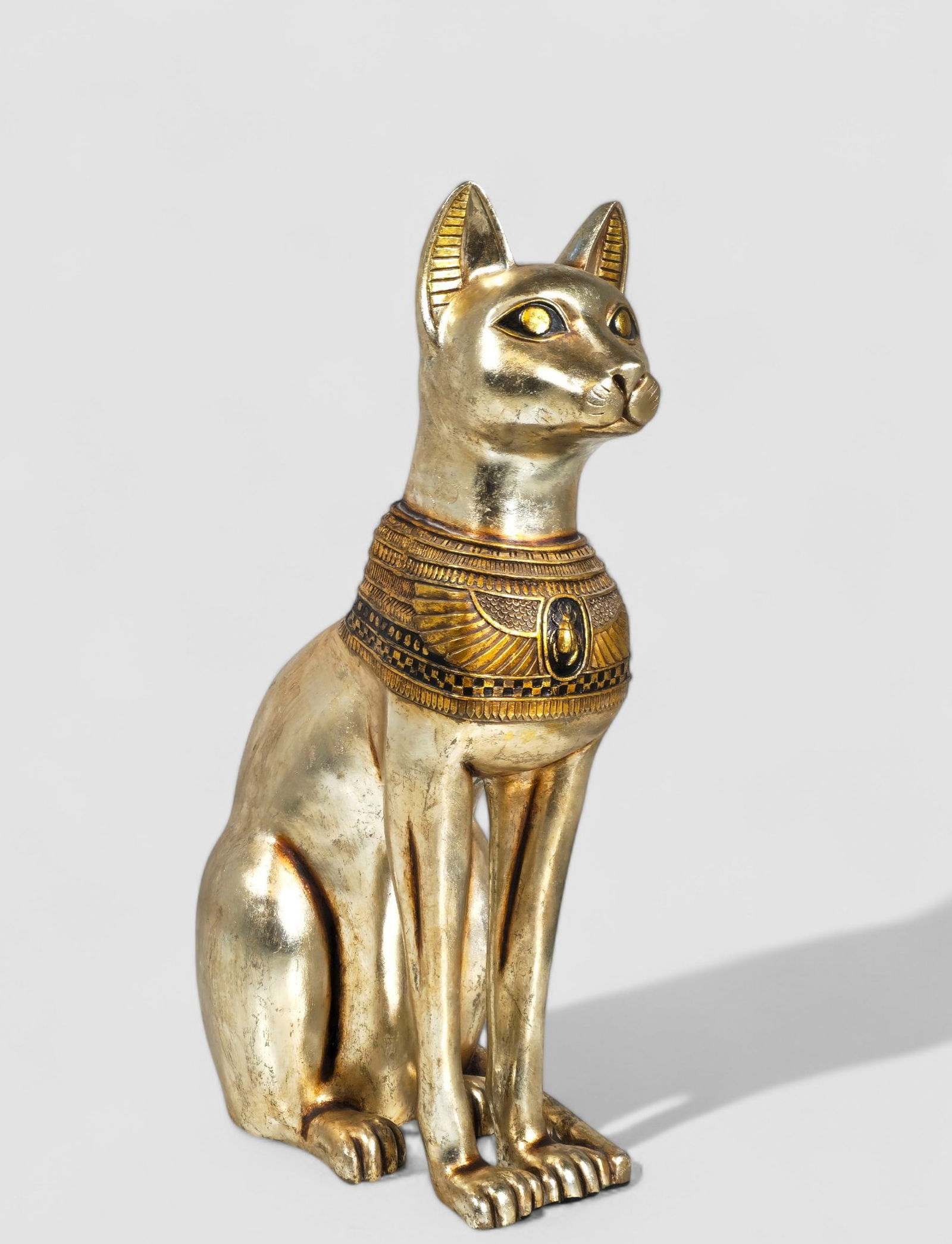 Egyptian Revival Silver & Gold Leaf Cat (1 of 8)