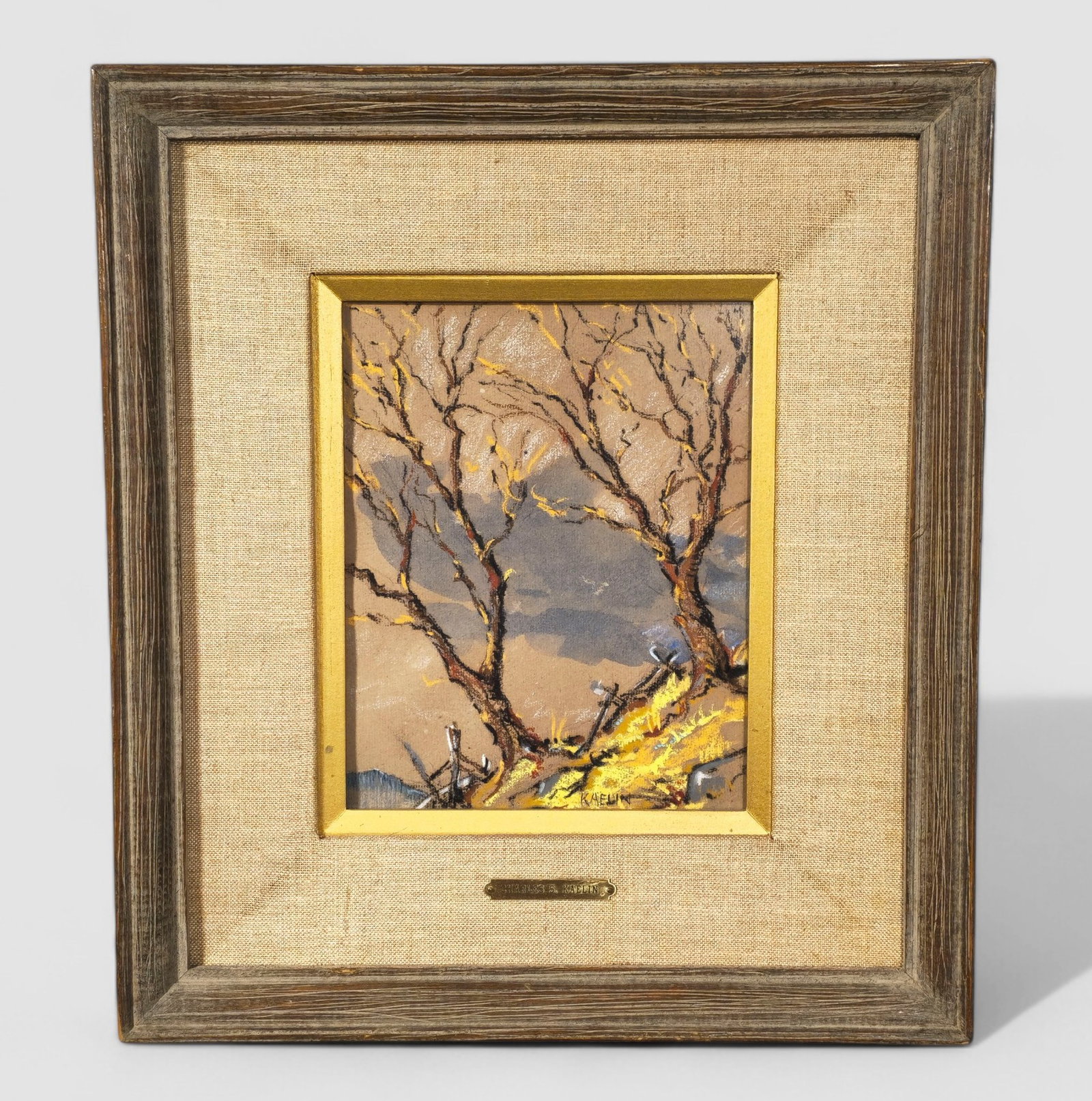 Charles Salis Kaelin (1858-1929, Cincinnati, MA) Pastel, Hillside (1 of 8)