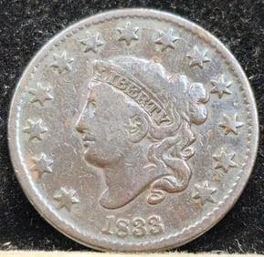 1833 Matron Head Large Cent Toned