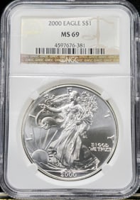 2000 Silver Eagle MS 69 NGC