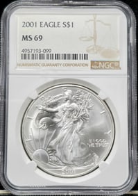 2001 Silver Eagle MS 69 NGC