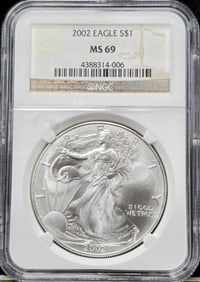 2002 Silver Eagle MS 69 NGC