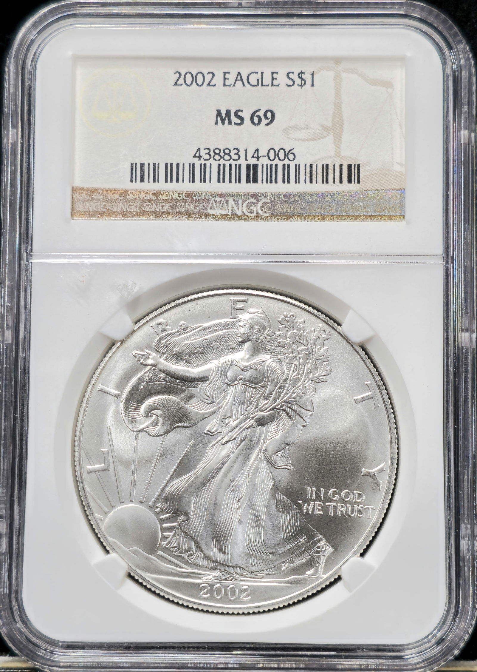 2002 Silver Eagle MS 69 NGC (1 of 2)