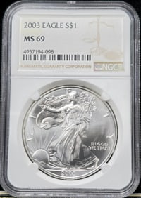 2003 Silver Eagle MS 69 NGC