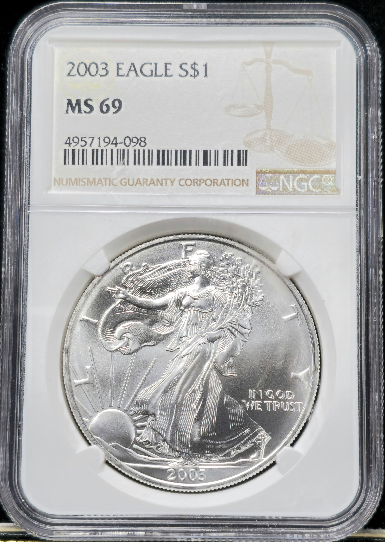 2003 Silver Eagle MS 69 NGC (1 of 2)