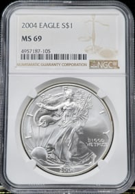 2004 Silver Eagle MS 69 NGC