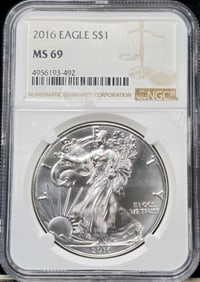 2016 Silver Eagle MS 69 NGC