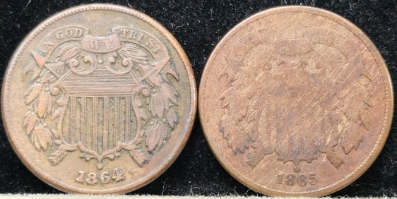 1864 & 1865 Two Cent Pieces
