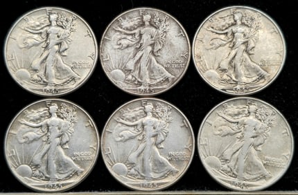 1945 Walking Liberty Silver Half Dollars