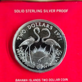 1971 Bahama Islands $2 Flamingo Proof Sterling Silver