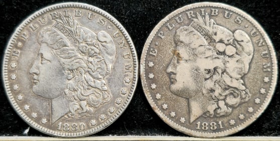 1880 & 1881 Morgan Silver Dollars