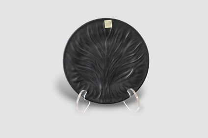 Lalique Algues Noir Tree Life Art Glass Plate