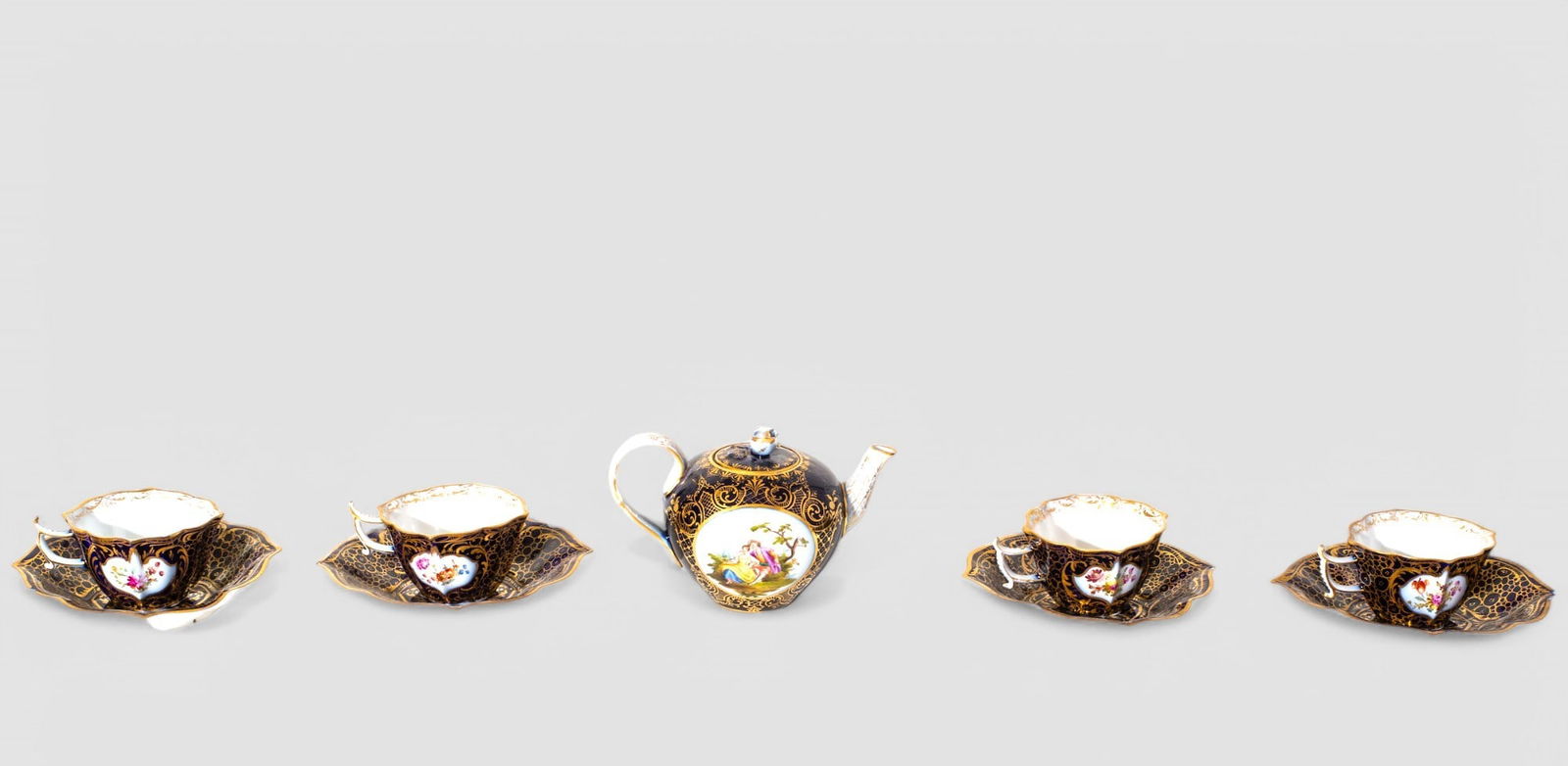 Crossed Sword Meissen Cups & Saucers and Dresden Teapot (1 of 9)