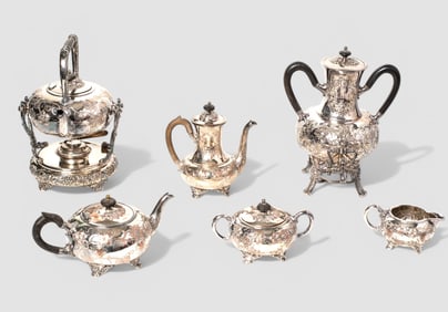 Silver on Copper Tea and Coffee Service