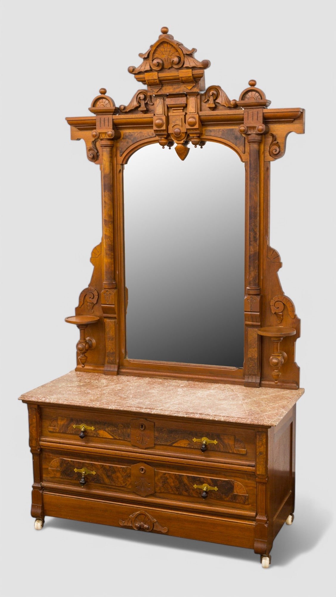Thomas Brooks (Attribution) Victorian Burl Walnut Bed & Burl Walnut Dresser (1 of 17)