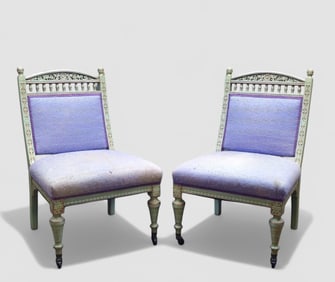 Carved Swedish Slipper Chairs