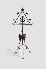 Samuel Yellin (Attribution) Hand Forged Iron Pricket Candle Stand