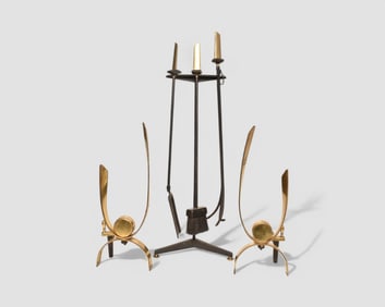 Donald Deskey Andirons & Fire Place Tools