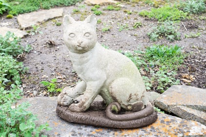 Cast Stone Cat Sculpture