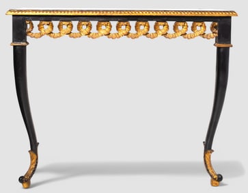 Custom Ebony and Giltwood Console Table