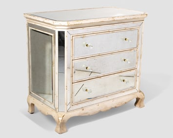 Distressed Mirrored Glass Chest/ Dresser