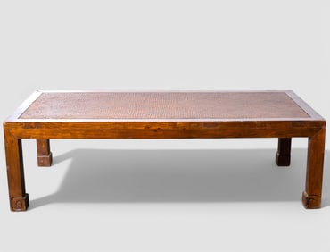 Asian Rectangular Woven Top Coffee Table