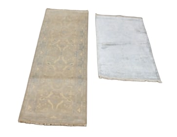 Two Hand Knotted Blue Pastel Runners