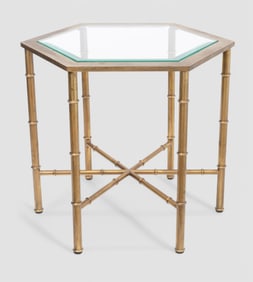 Italian MCM Brass Bamboo Side Table