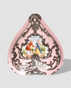 Argent Fin Porcelain Silver Overlay Heart Box