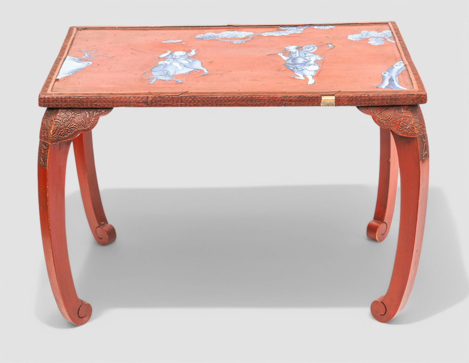 Chinese Lacquered Cocktail Table with Porcelain Insets (1 of 15)