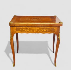 French Louis XV Marquetry Inlay Game Table