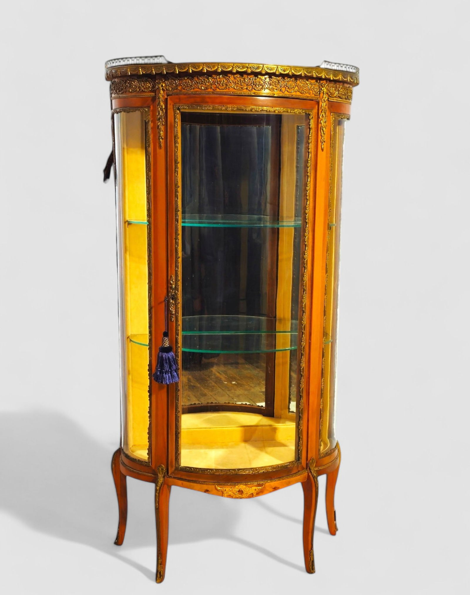 French Marble Top Louis XV Style Curio Cabinet (1 of 10)