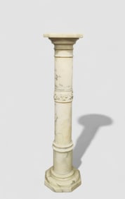 Italian Alabaster Classical Column Pedestal