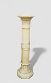 19th Century Italian Alabaster Classical Column Pedestal