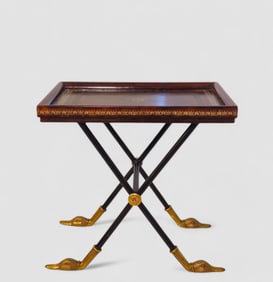 Regency Style Tooled Leather Top Occasional Table