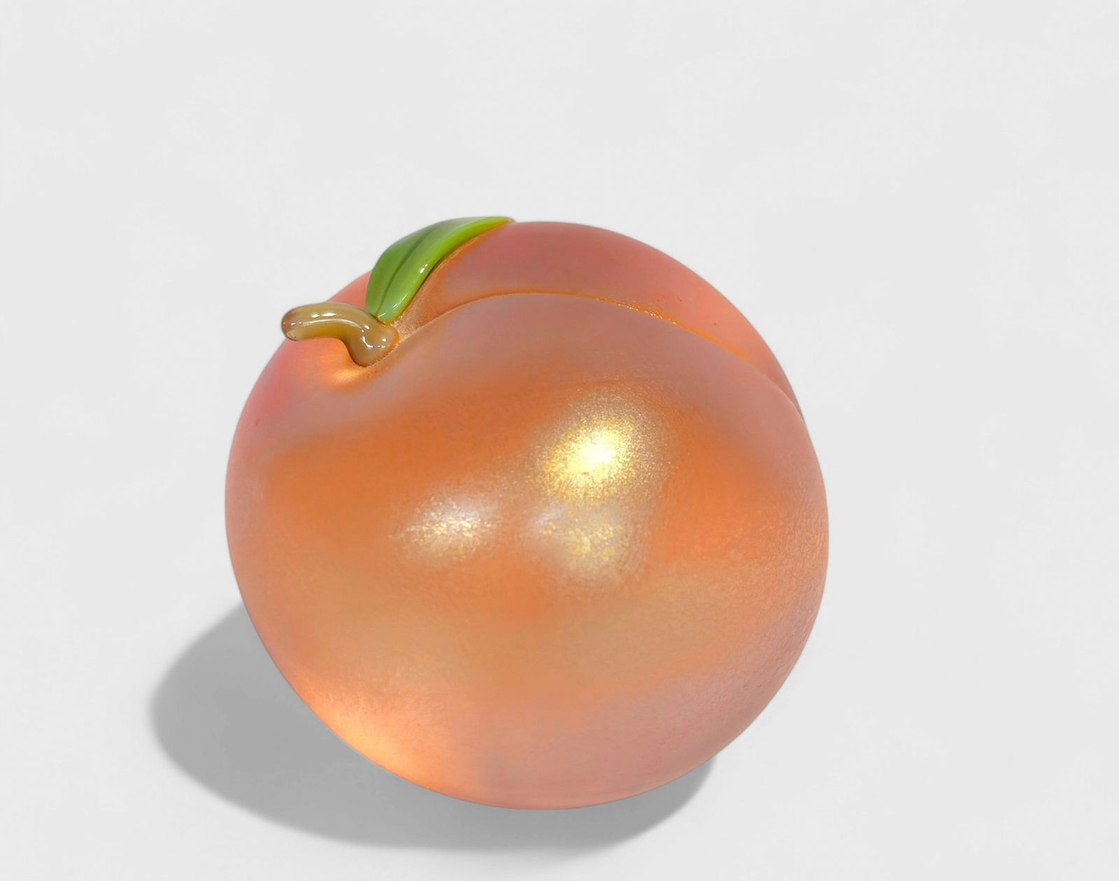 Orient & Flume Iridescent Art Glass Peach Paperweight (1 of 7)