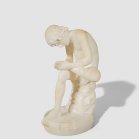 19th Century Marble & Alabaster Bay with Thorn Sculpture